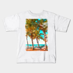 Summer Hammock Beach Chilling Coconut Trees Kids T-Shirt